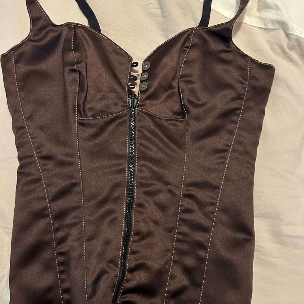 Shirley of Hollywood Champagne Satin Corset